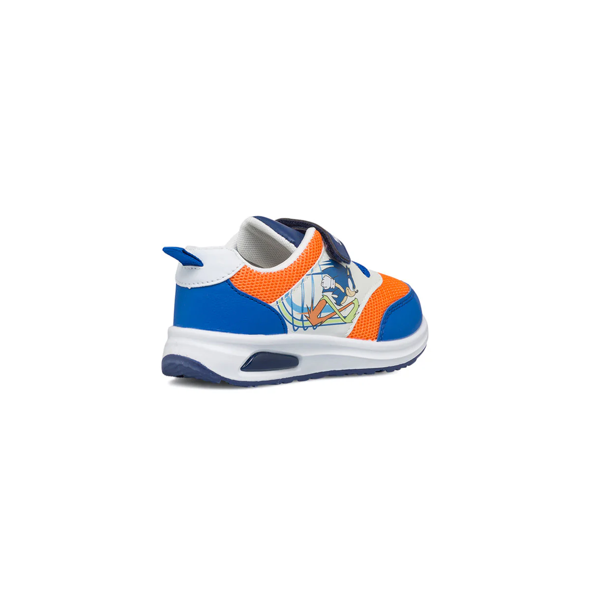 Sneakers primi passi bianche e blu da bambino con luci nella suola e stampa Sonic - Image 3
