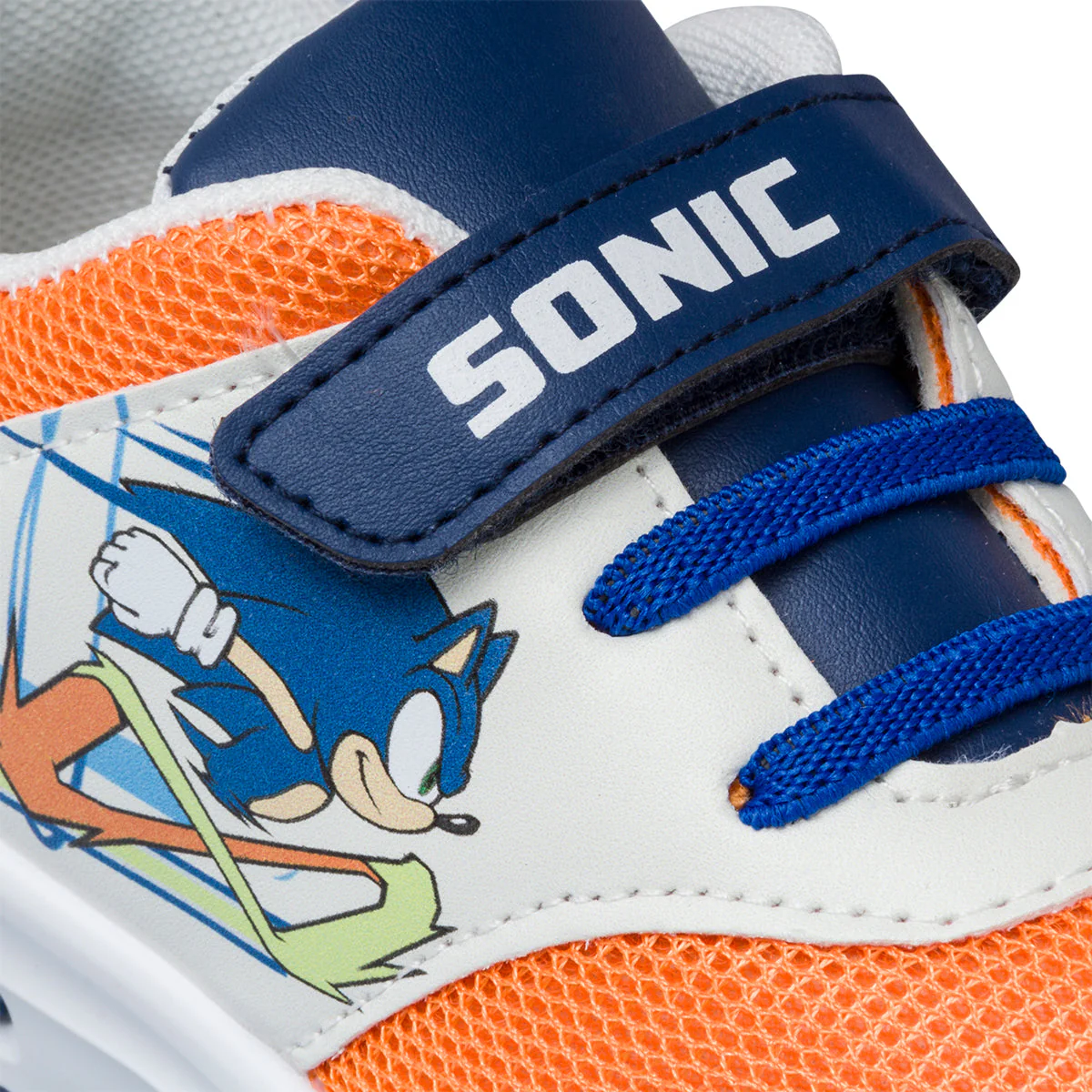 Sneakers primi passi bianche e blu da bambino con luci nella suola e stampa Sonic - Image 5