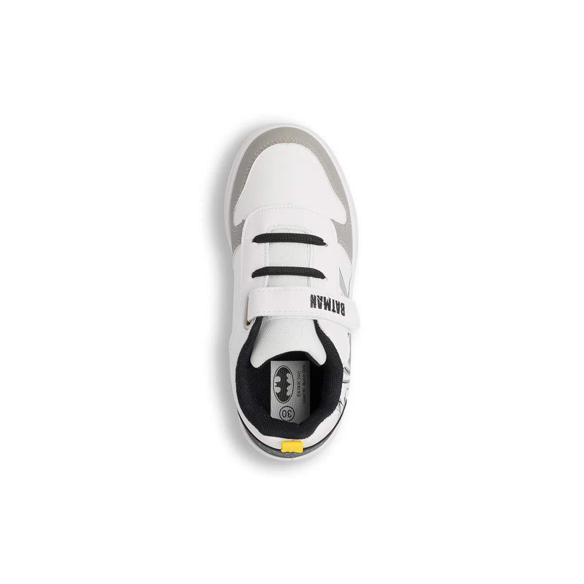 Sneakers primi passi bianche e grigie da bambino con logo Batman - Image 5