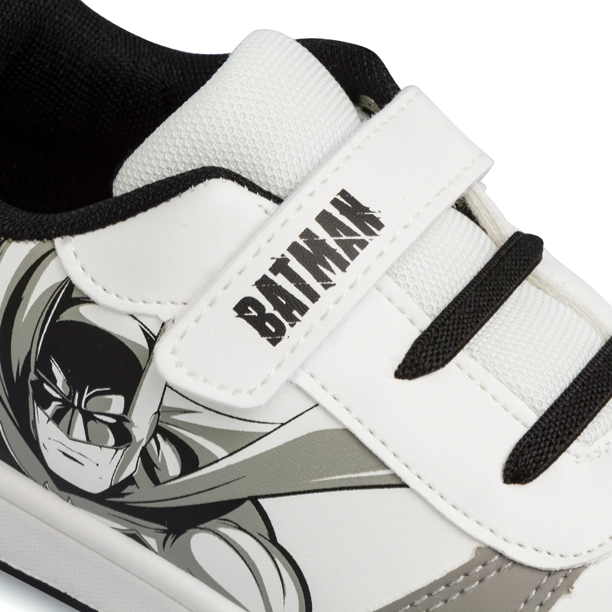 Sneakers primi passi bianche e grigie da bambino con logo Batman - Image 6