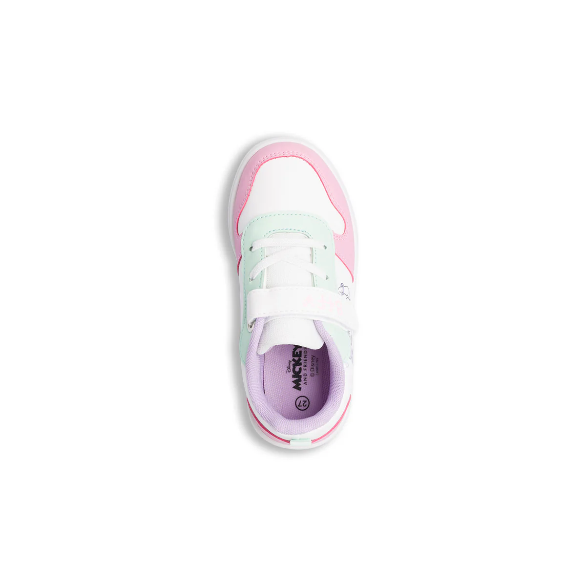 Sneakers primi passi bianche e rosa da bambina con logo Minnie - Image 5
