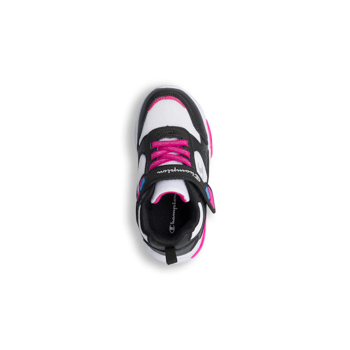 Sneakers primi passi bianche, nere e fucsia da bambina con luci nella suola Champion Wave PS - Image 5