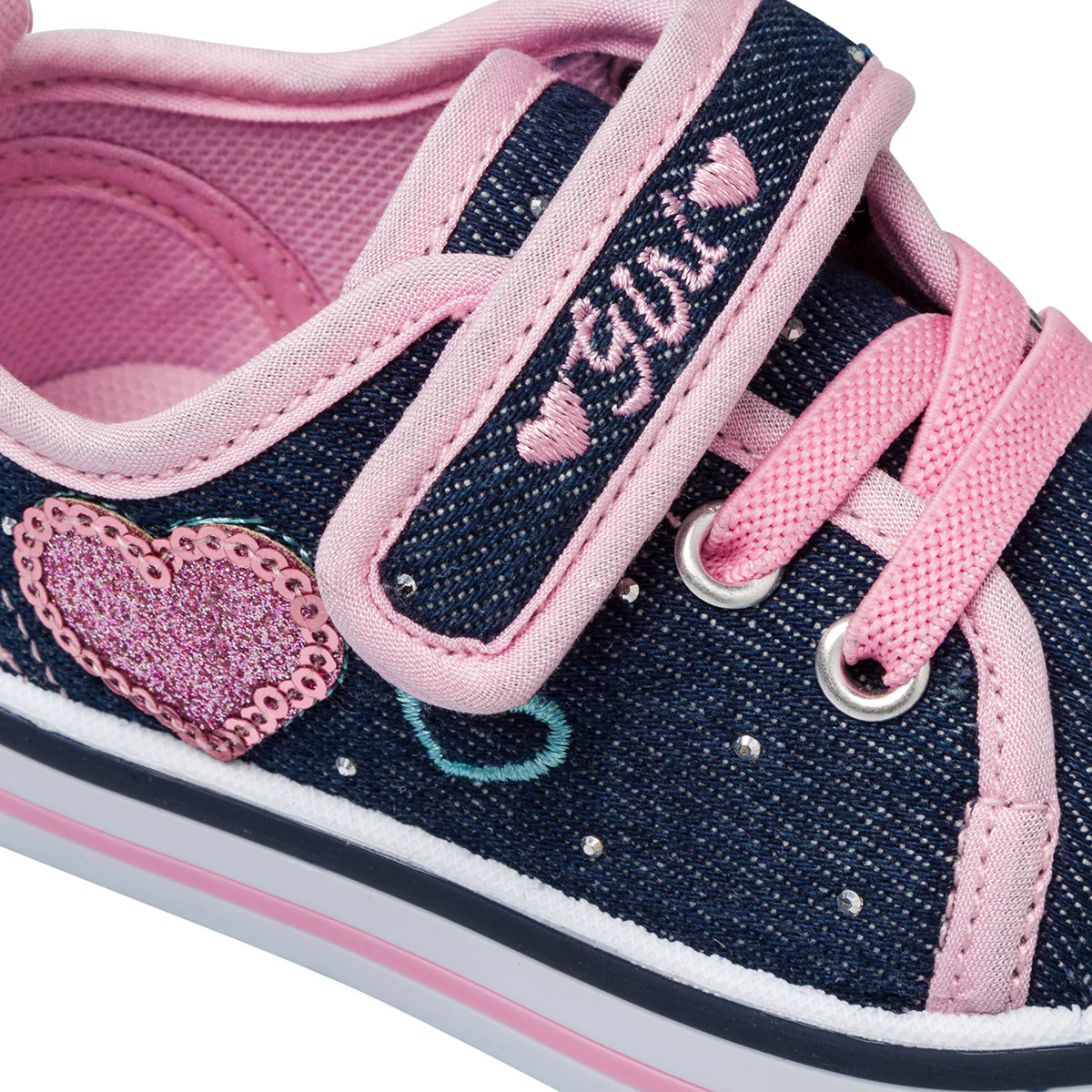 Sneakers primi passi blu da bambina con cuore rosa glitterato Le scarpe di Alice - Image 7