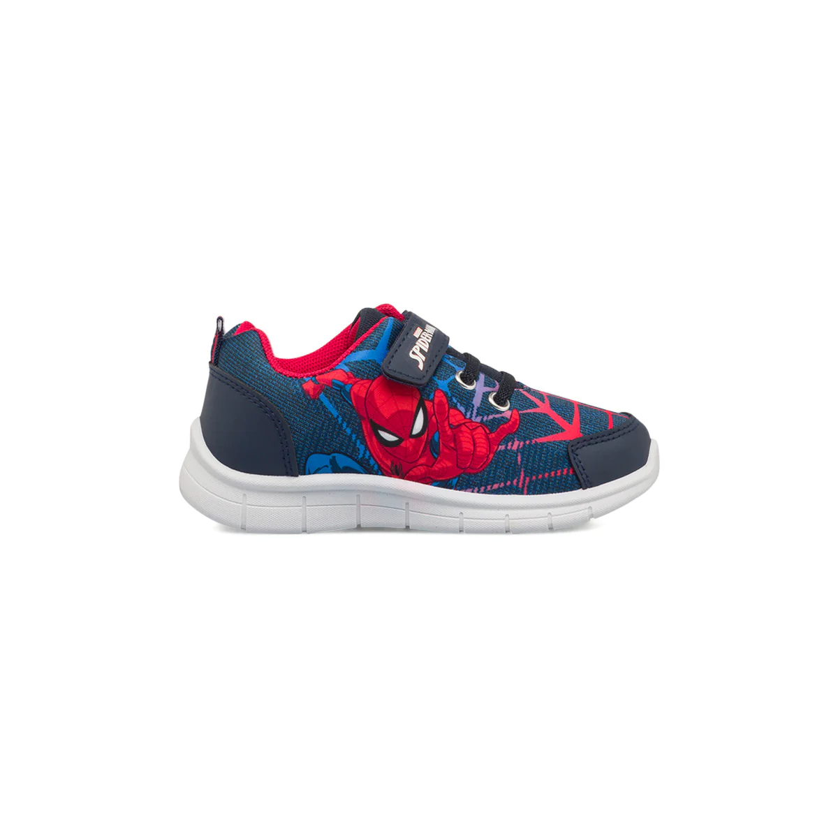 Sneakers primi passi blu da bambino con logo Spiderman
