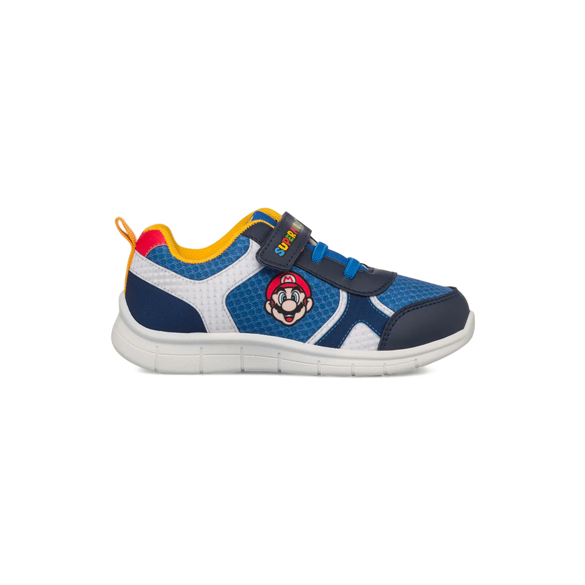 Sneakers primi passi blu da bambino con logo Super Mario