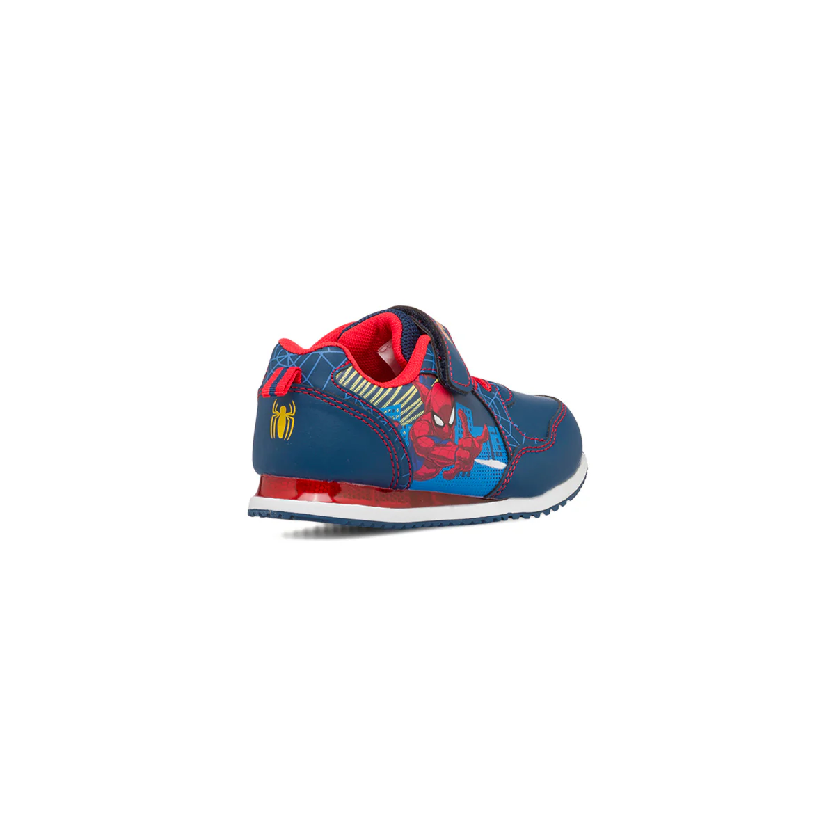 Sneakers primi passi blu da bambino con luci e stampa Spiderman - Image 3