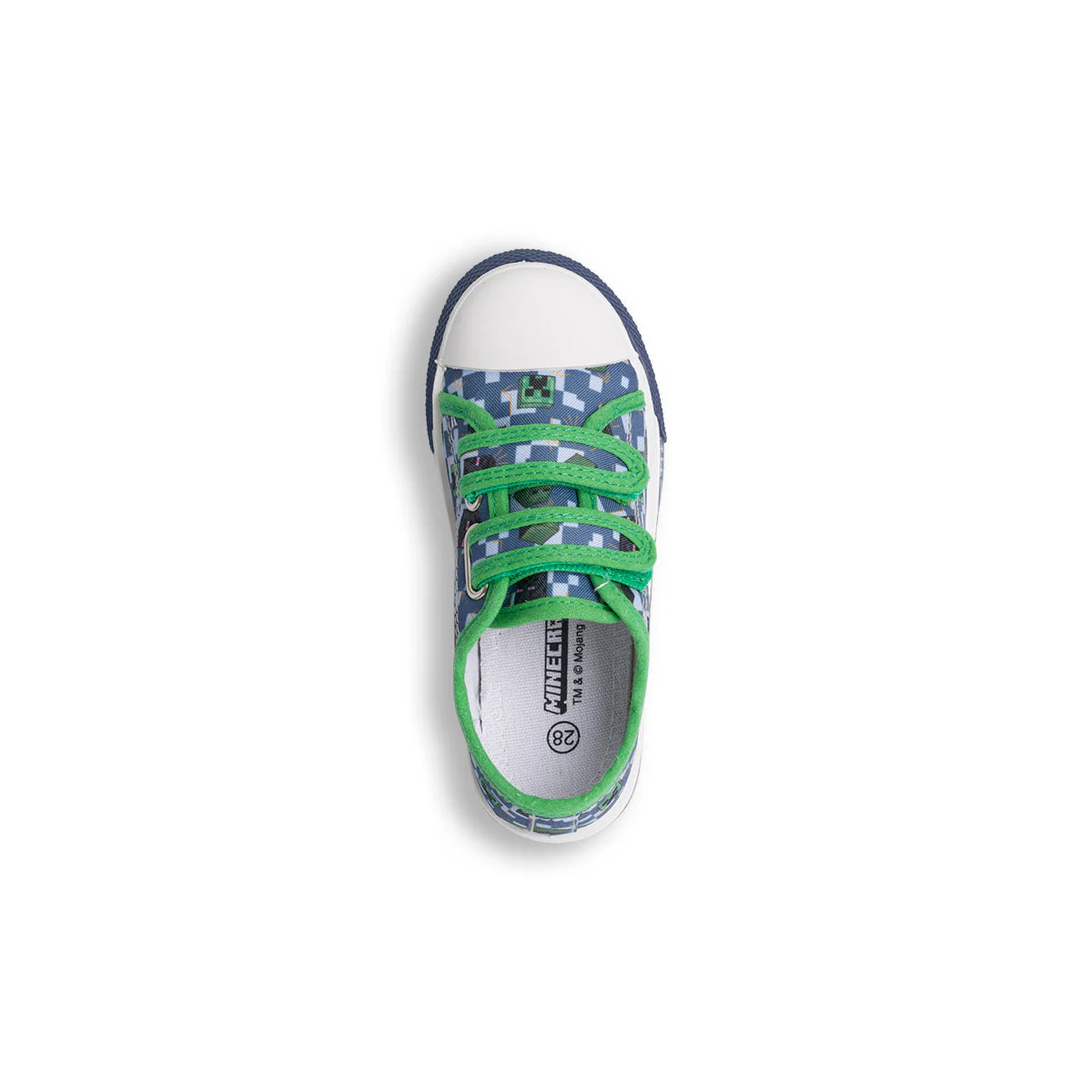 Sneakers primi passi blu da bambino con luci nella suola e stampa Minecraft - Image 6
