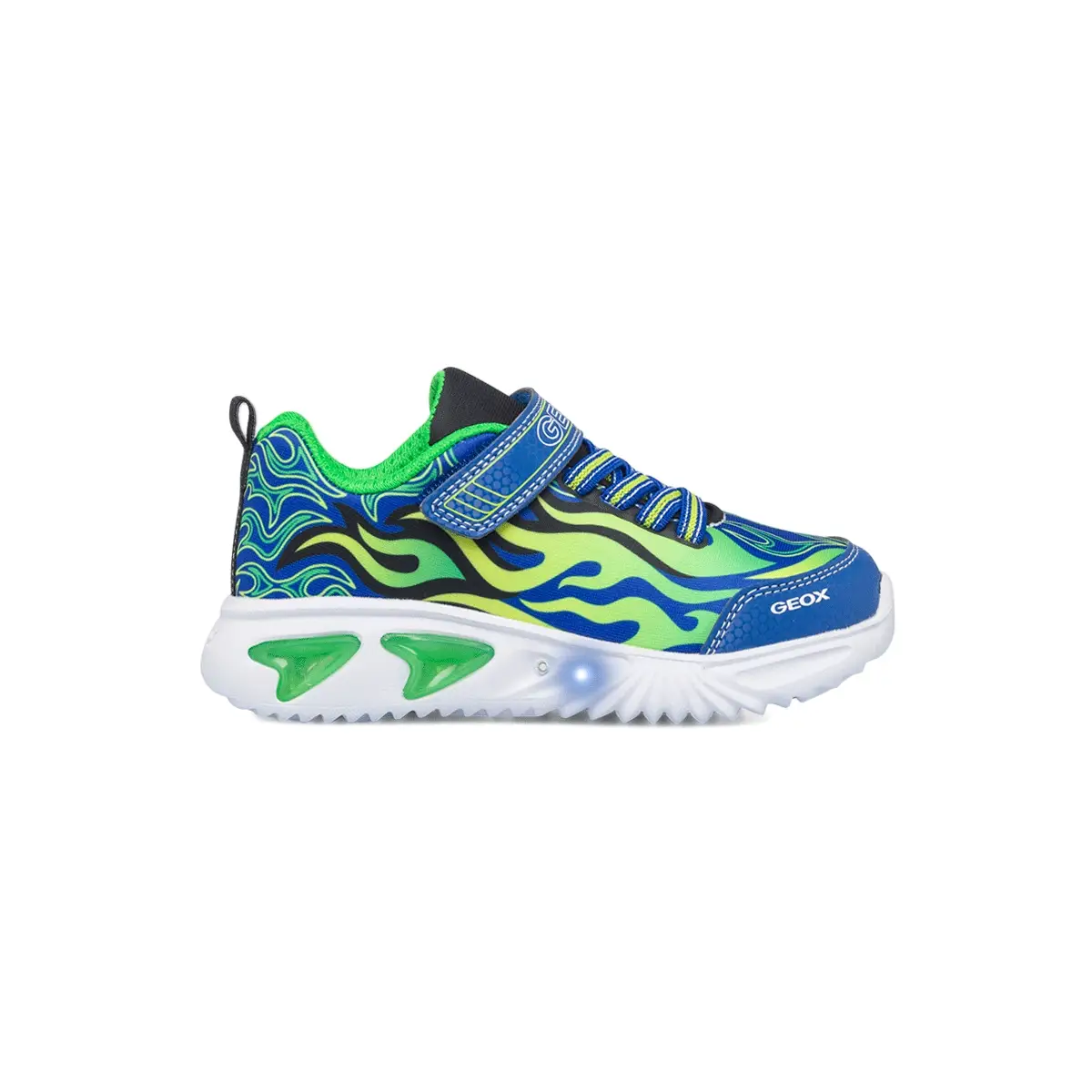 Sneakers primi passi blu da bambino con luci nella suola Geox Assister