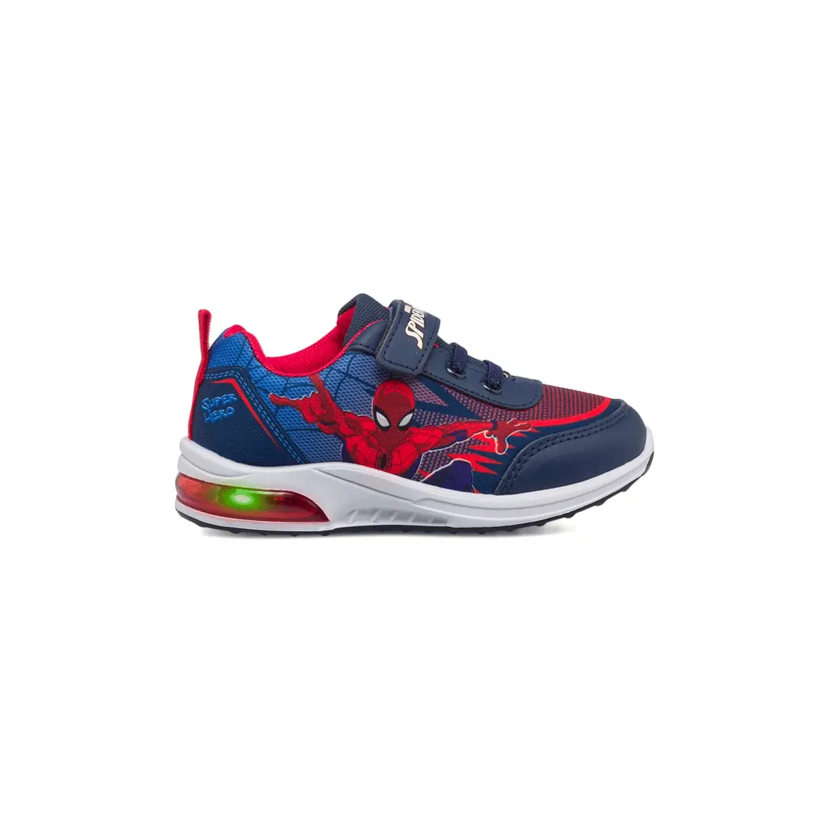 Sneakers primi passi blu da bambino con luci Spiderman