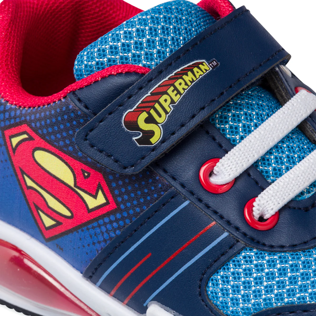 Sneakers primi passi blu da bambino con luci Superman - Image 6