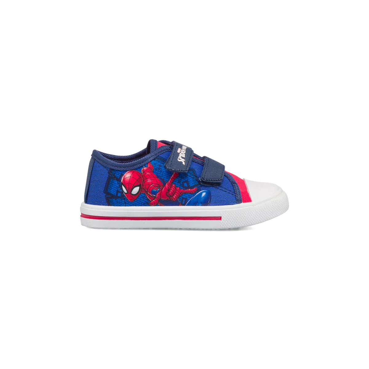 Sneakers primi passi blu da bambino con stampa Spiderman