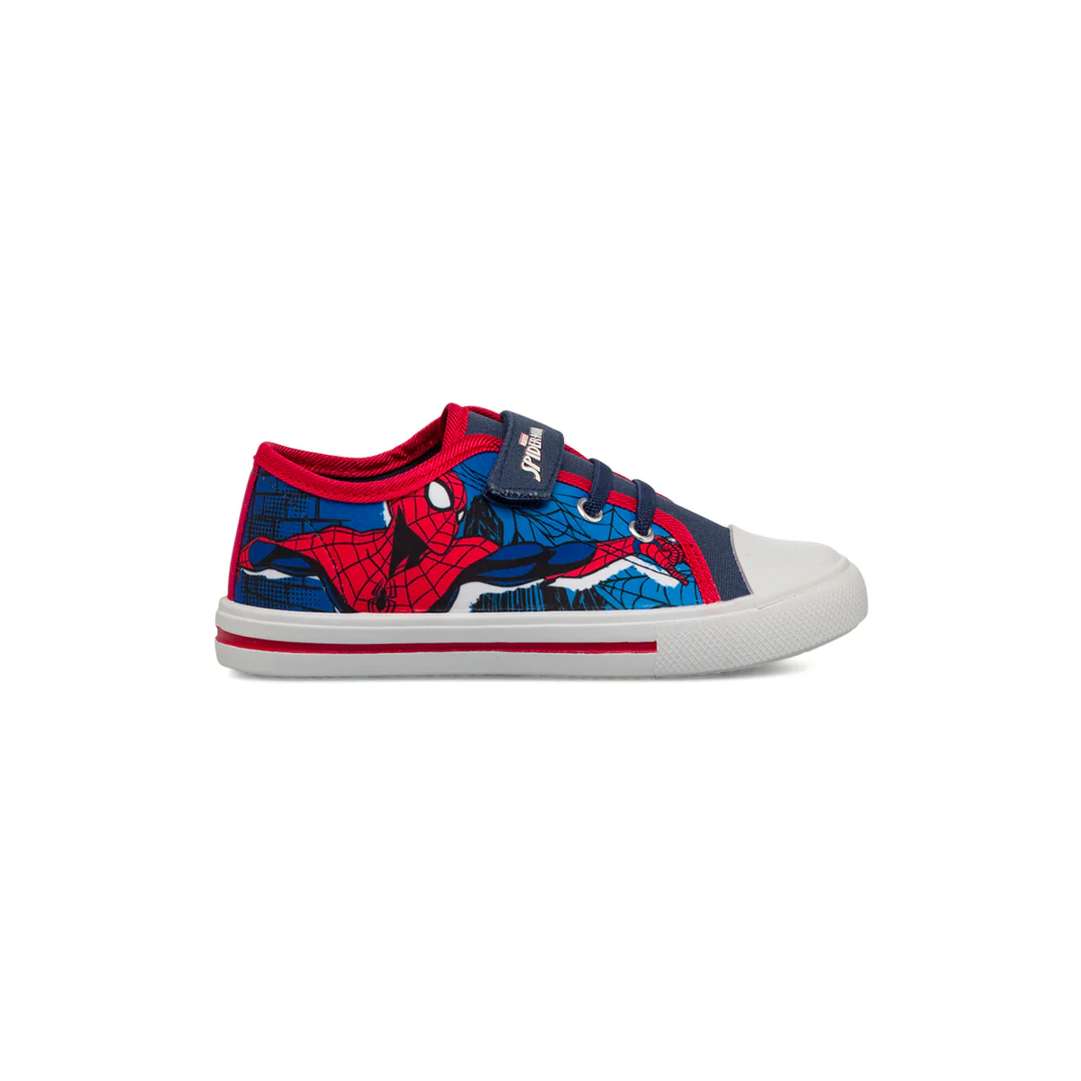Sneakers primi passi blu da bambino con stampa Spiderman