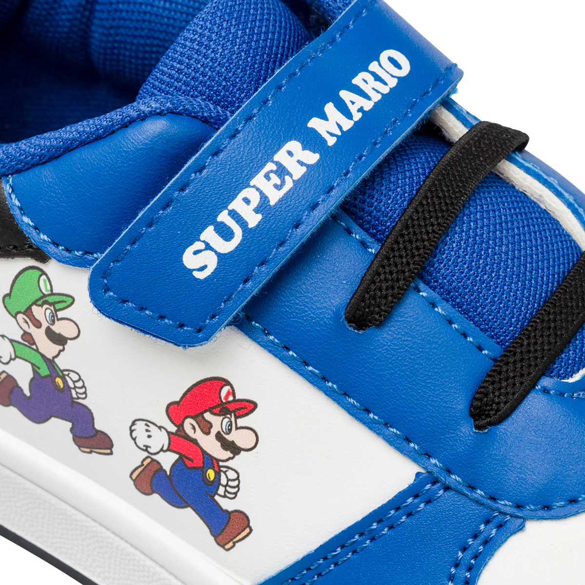 Sneakers primi passi blu e bianche da bambino con stampa Super Mario - Image 6