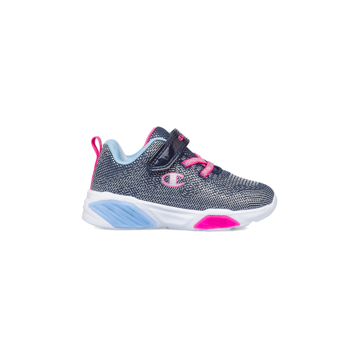 Sneakers primi passi blu e fucsia da bambina con luci nella suola Champion Wave PS - Image 8