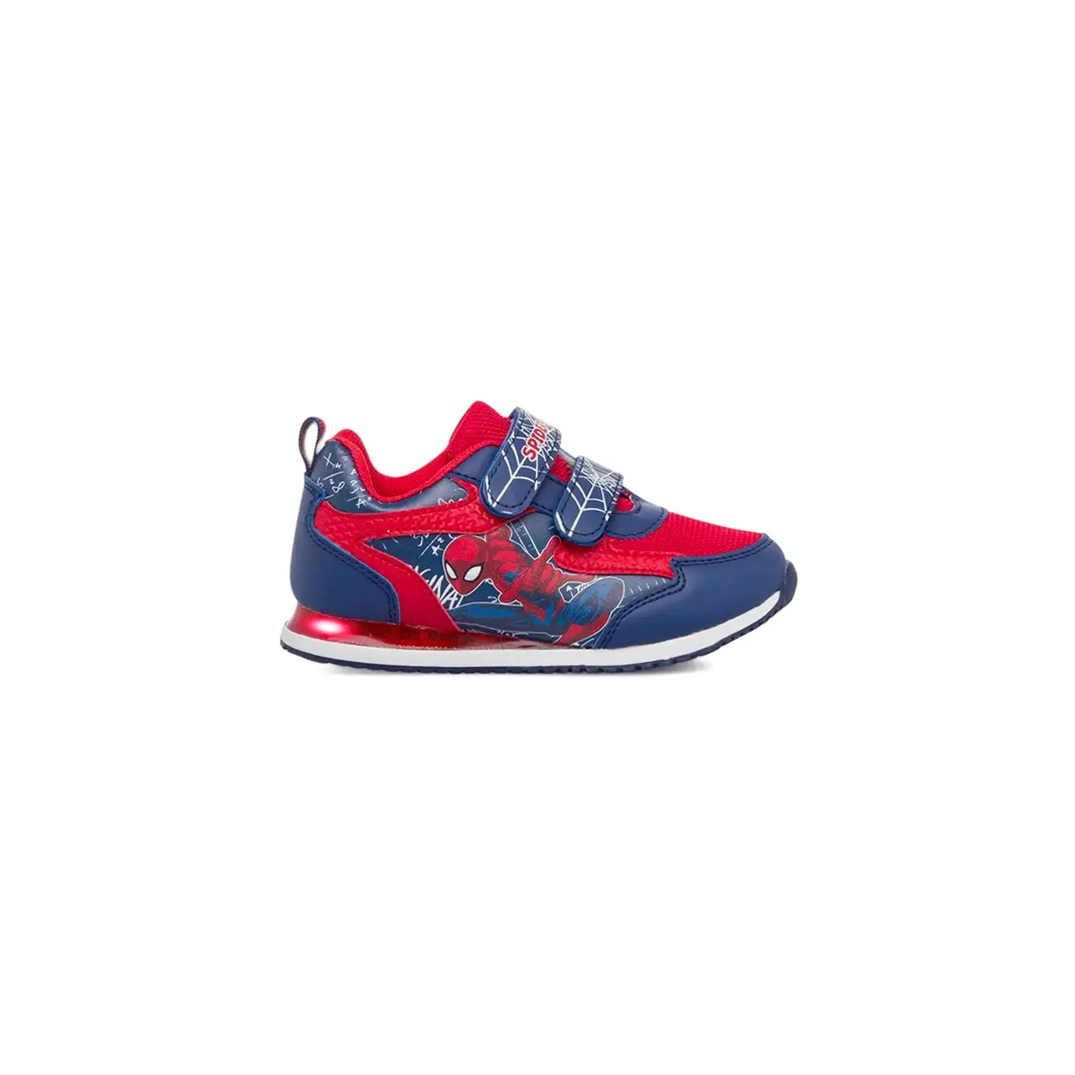 Sneakers primi passi blu e rosse da bambino con luci e con stampa Spiderman