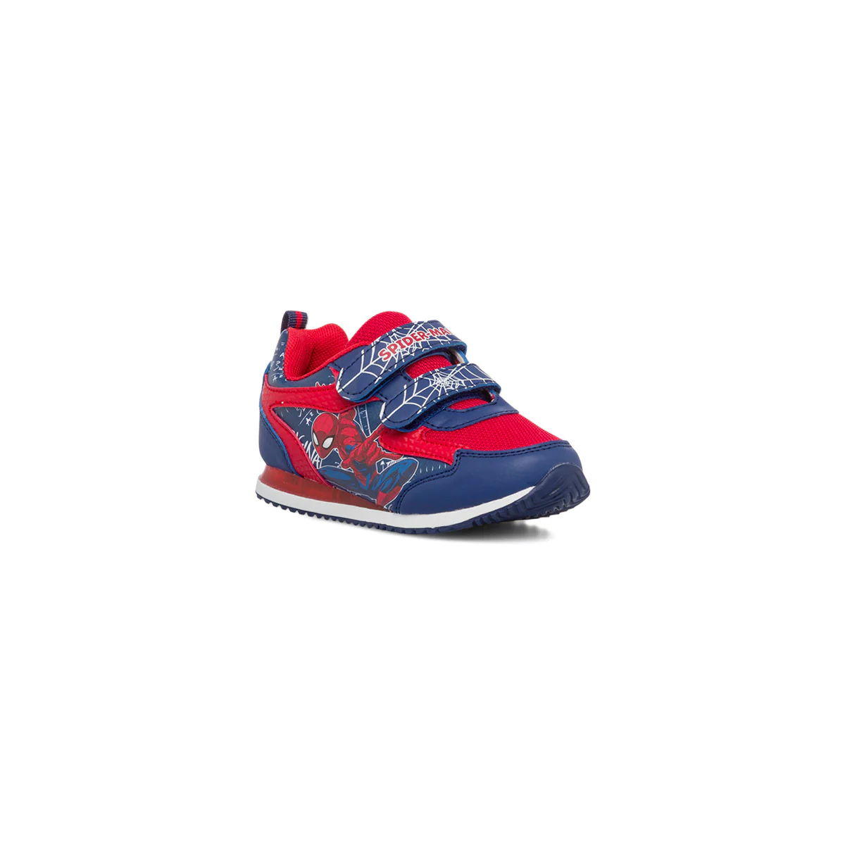 Sneakers primi passi blu e rosse da bambino con luci e con stampa Spiderman - Image 2
