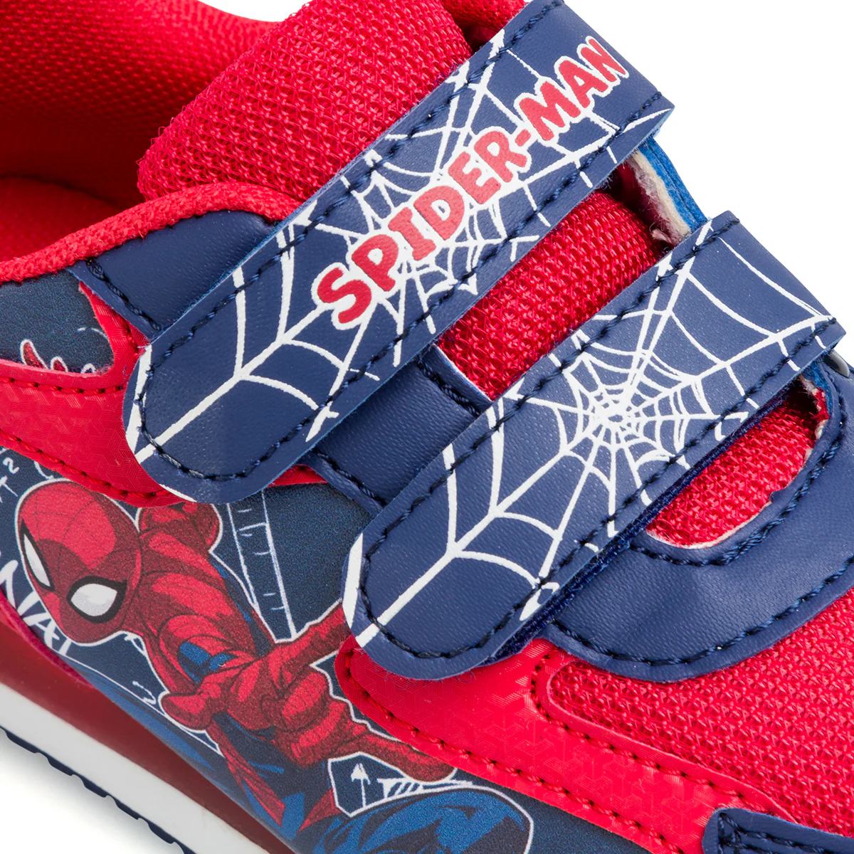 Sneakers primi passi blu e rosse da bambino con luci e con stampa Spiderman - Image 6