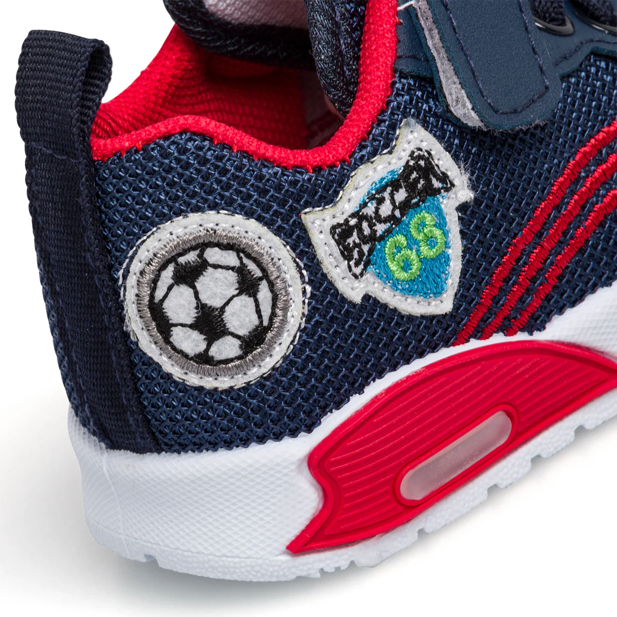 Sneakers primi passi blu e rosse da bambino con luci nella suola Jog - Image 12