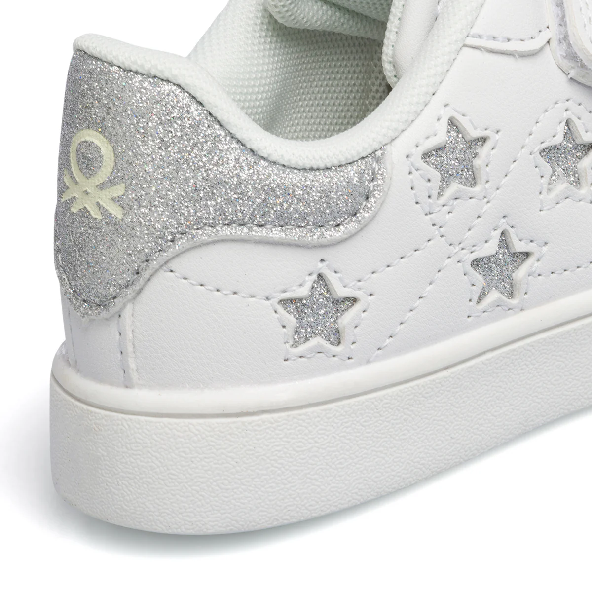 Sneakers primi passi da bambina bianche con dettagli glitterati Benetton Star - Image 16