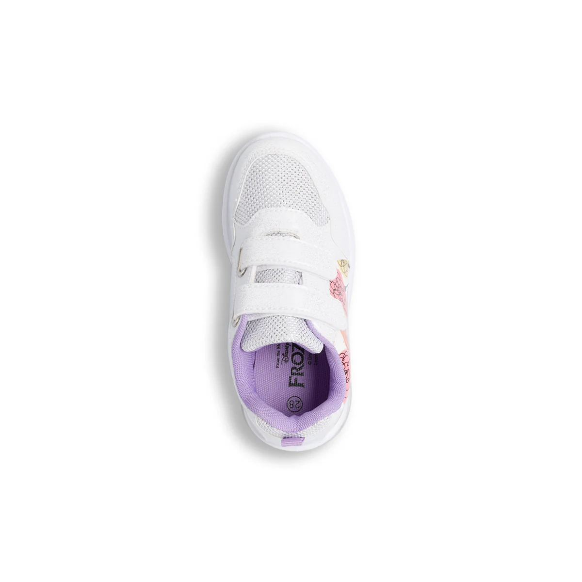 Sneakers primi passi da bambina bianche con luci nella suola e stampa Frozen - Image 6