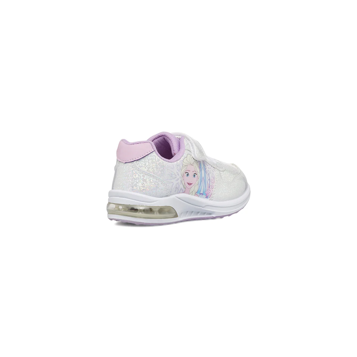 Sneakers primi passi da bambina bianche e lilla con luci nella suola e stampa Frozen - Image 3