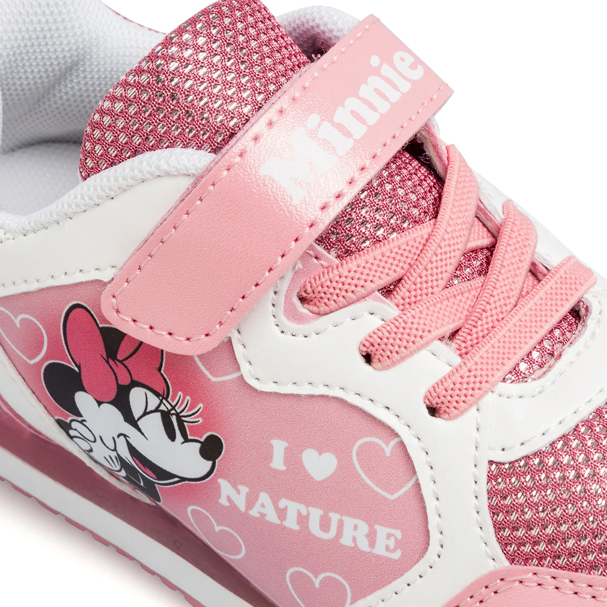 Sneakers primi passi da bambina con luci nella suola e stampa Minnie - Image 6