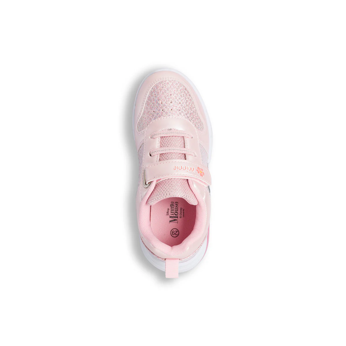 Sneakers primi passi da bambina rosa con luci nella suola e stampa Minnie - Image 6
