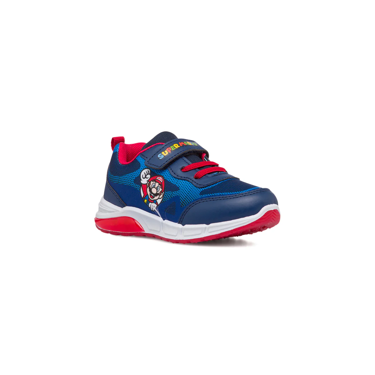 Sneakers primi passi da bambino blu con luci nella suola e stampa Super Mario - Image 2