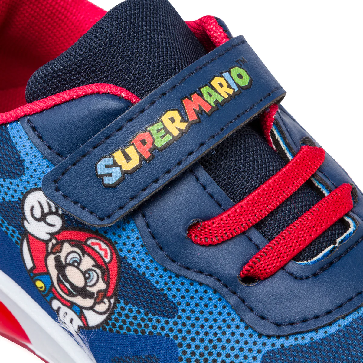 Sneakers primi passi da bambino blu con luci nella suola e stampa Super Mario - Image 5