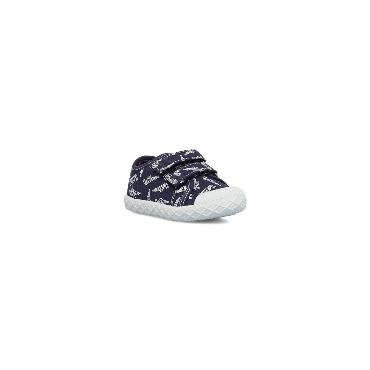 Sneakers primi passi da bambino blu con stampe bianche - Image 2