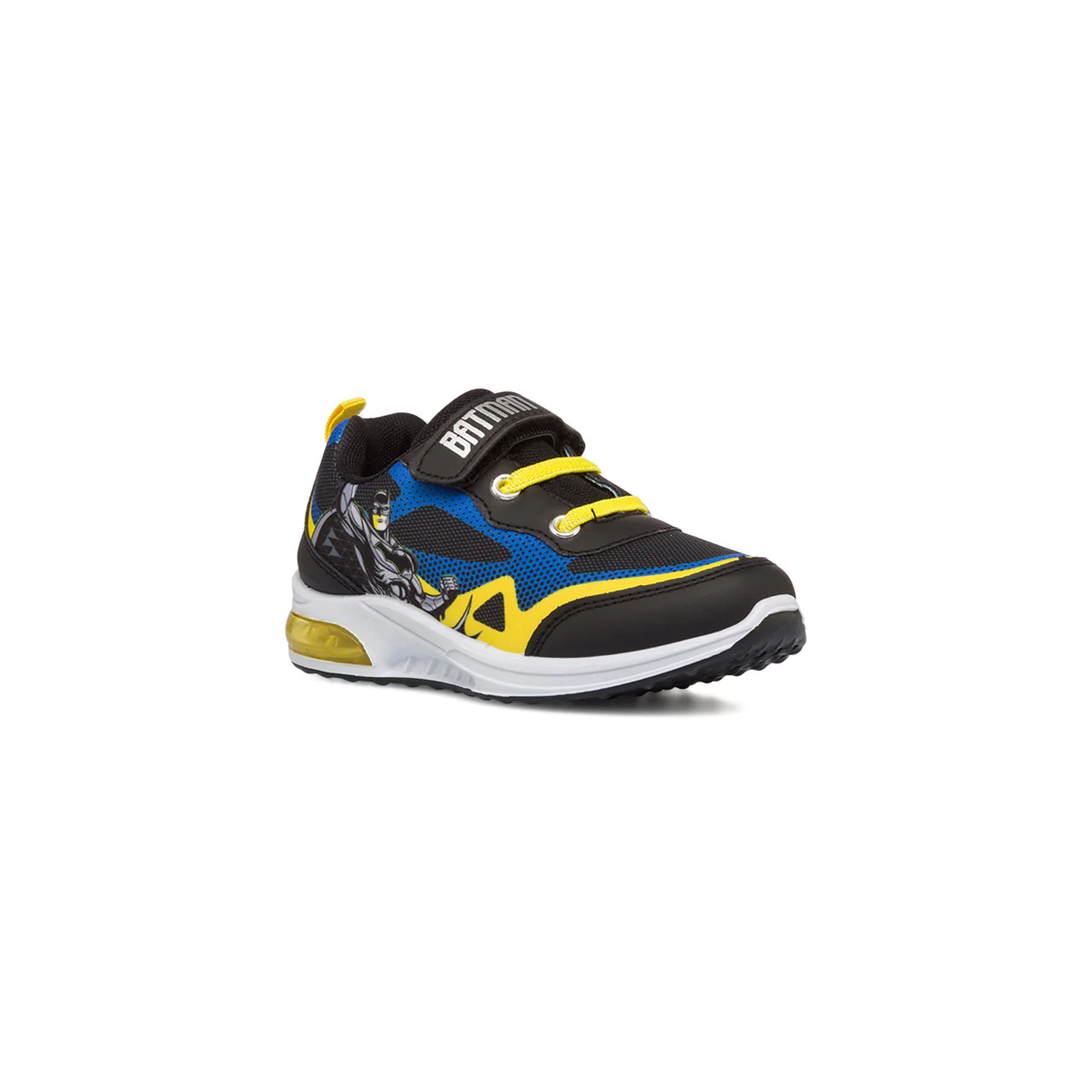 Sneakers primi passi da bambino nere con luci nella suola e stampa Batman - Image 2