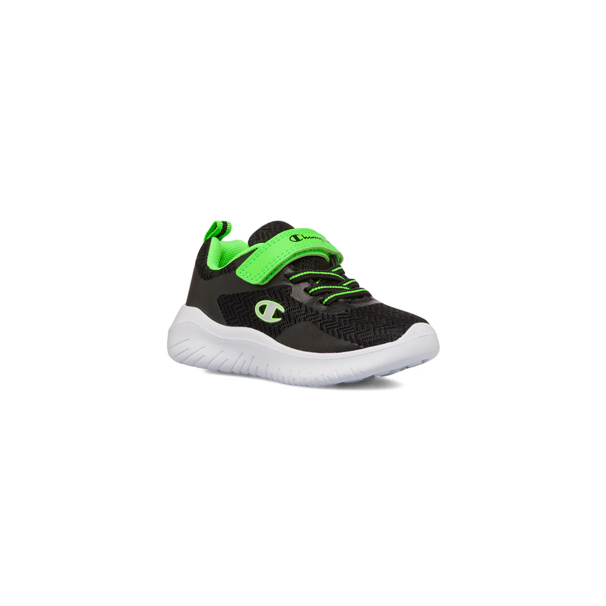 Sneakers primi passi da bambino nere con velcro e lacci verdi Champion Softy Evolve B - Image 2