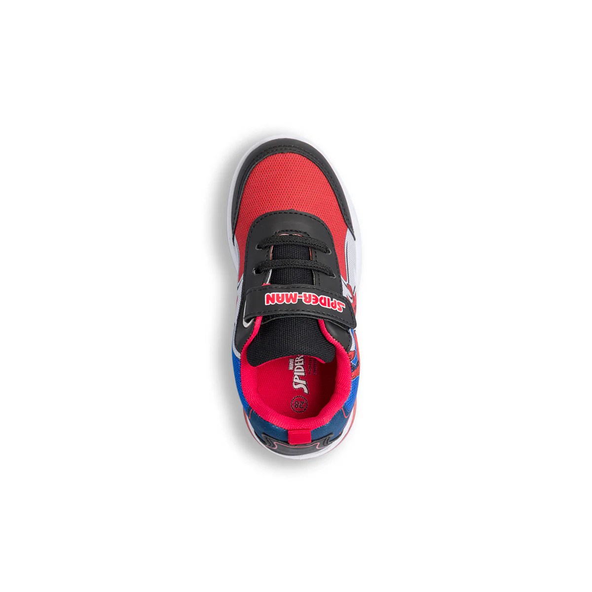 Sneakers primi passi da bambino rosse e blu con luci nella suola e stampa Spiderman - Image 6