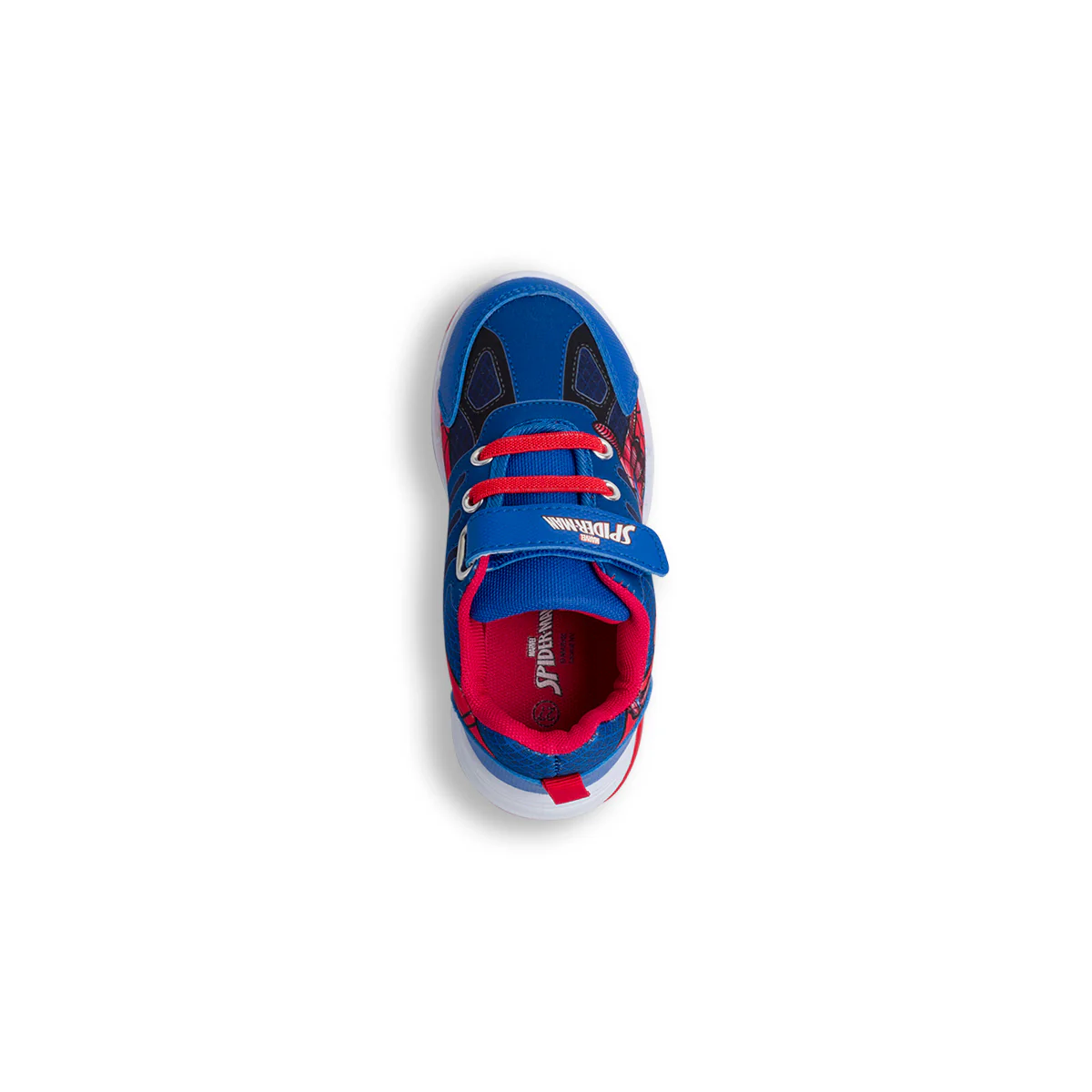 Sneakers primi passi da bambino rosse e blu con luci nella suola e stampa Spiderman - Image 6
