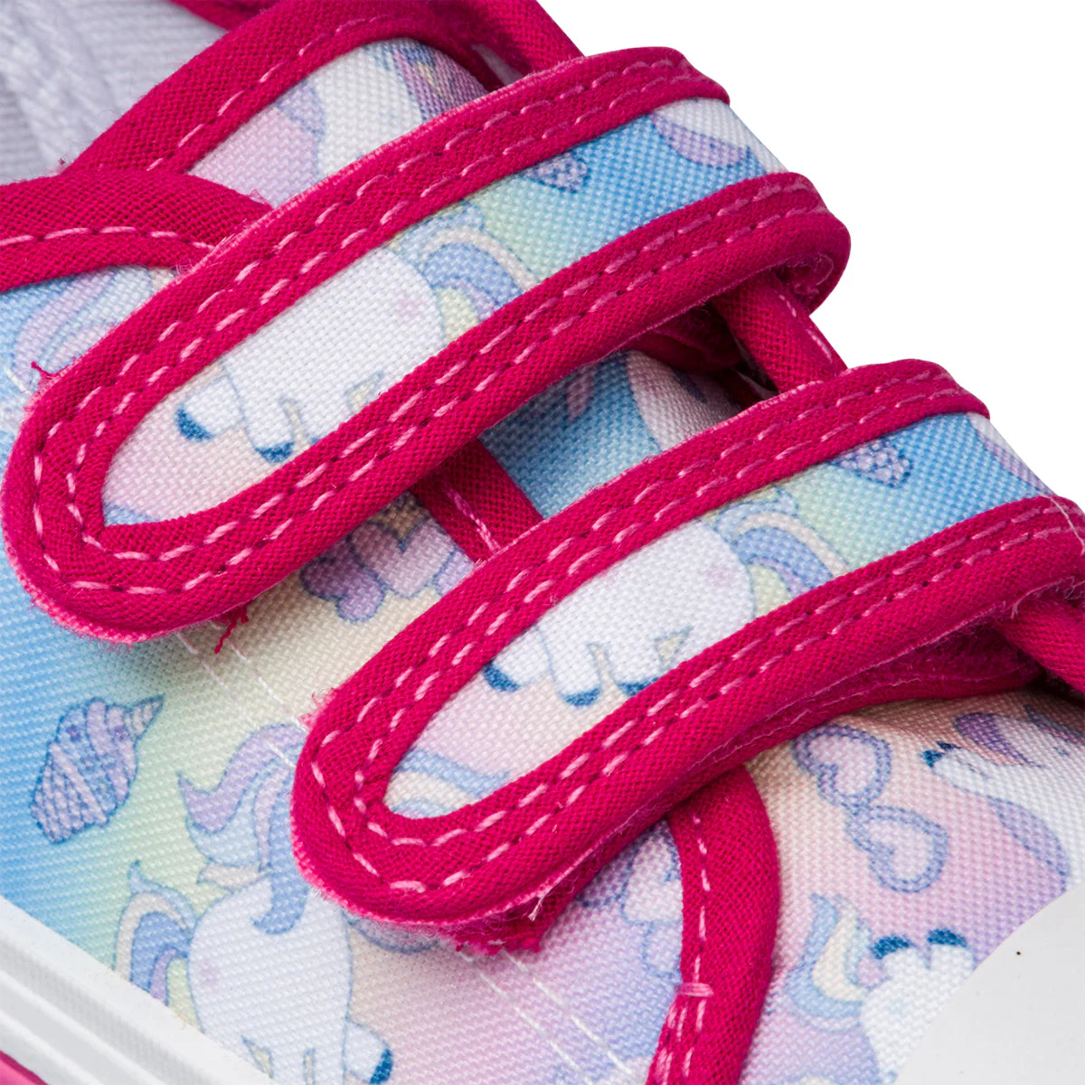 Sneakers primi passi fucsia da bambina con luci nella suola e stampa Unicorno - Image 5