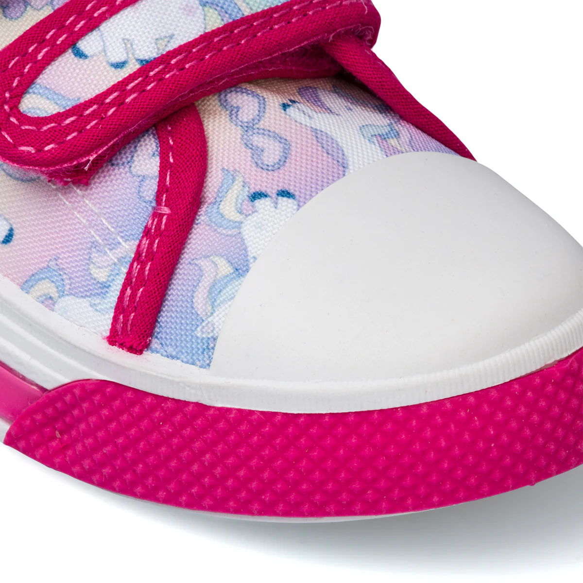 Sneakers primi passi fucsia da bambina con luci nella suola e stampa Unicorno - Image 7