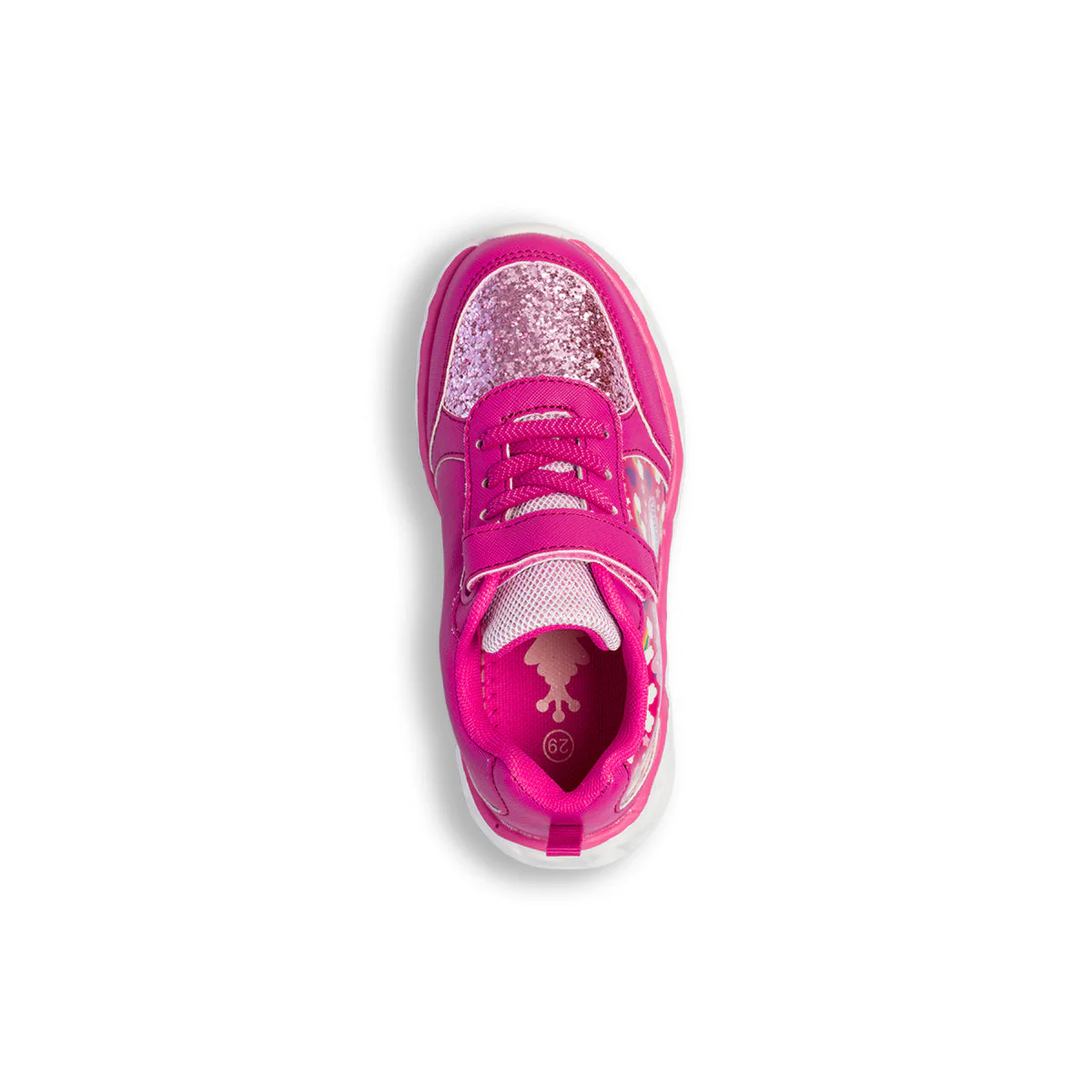 Sneakers primi passi fucsia da bambina con luci nella suola e stampa unicorno - Image 5