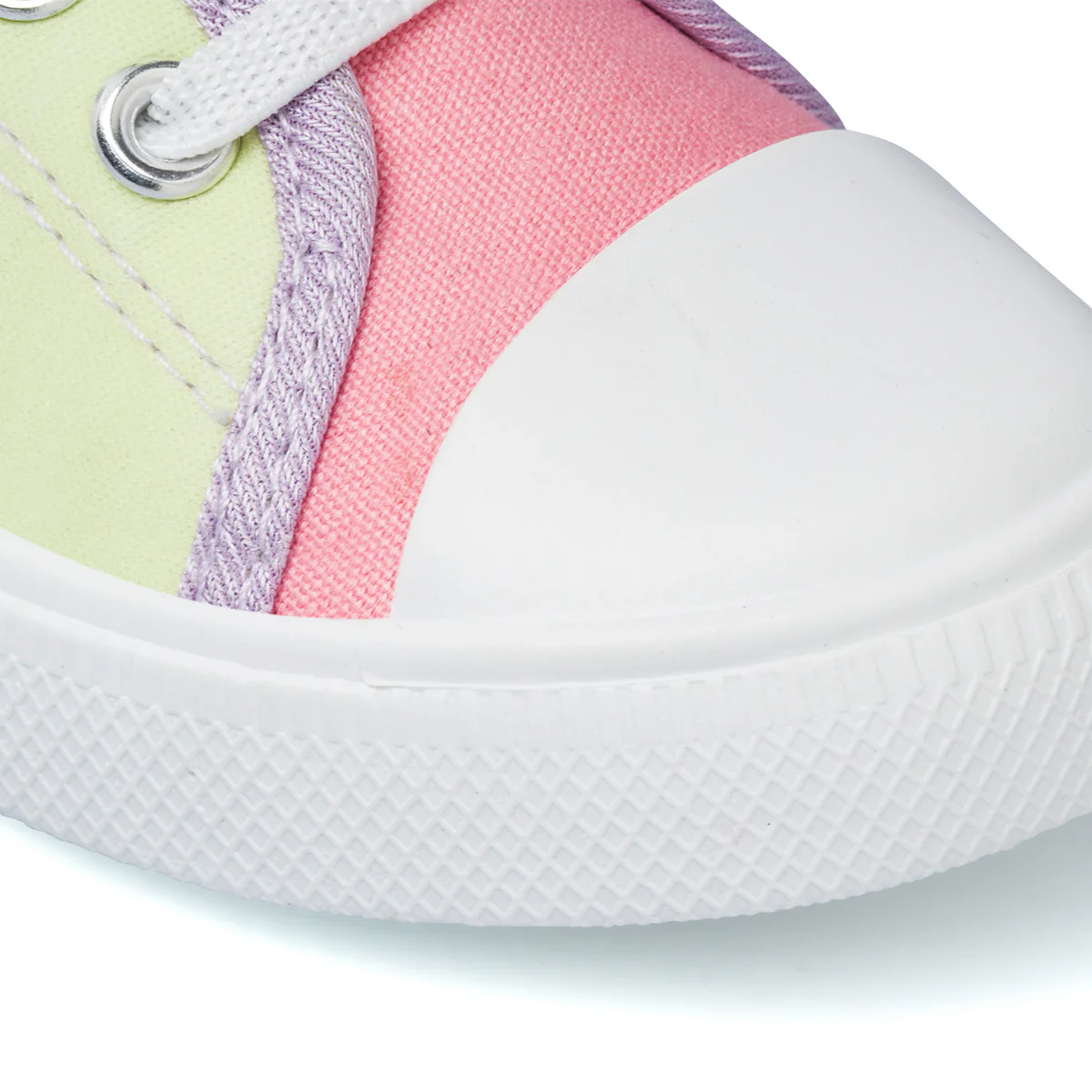 Sneakers primi passi gialle e lilla da bambina con stampa Minnie - Image 7