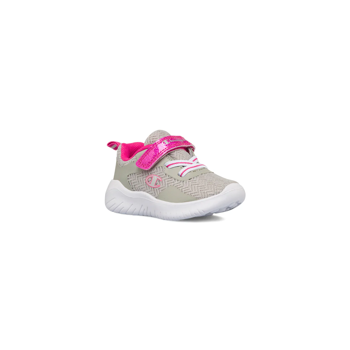 Sneakers primi passi grigie da bambina con dettagli fucsia Champion Softy Evolve G - Image 2