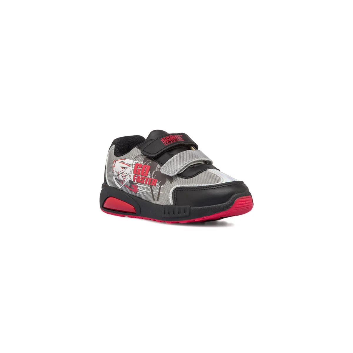 Sneakers primi passi grigie da bambino con luci nella suola e stampa Sonic - Image 3
