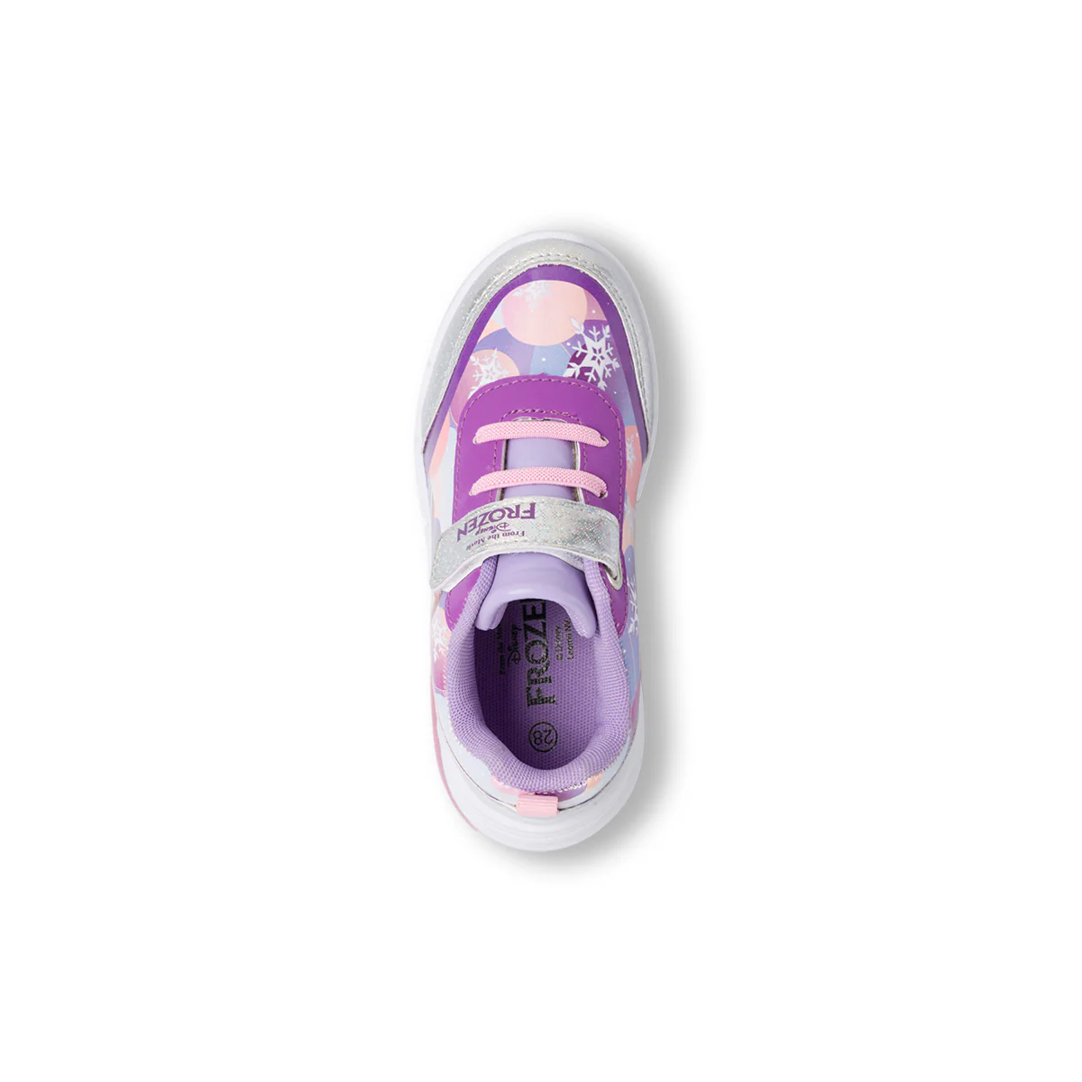 Sneakers primi passi lilla da bambina con luci nella suola e stampa Frozen - Image 5