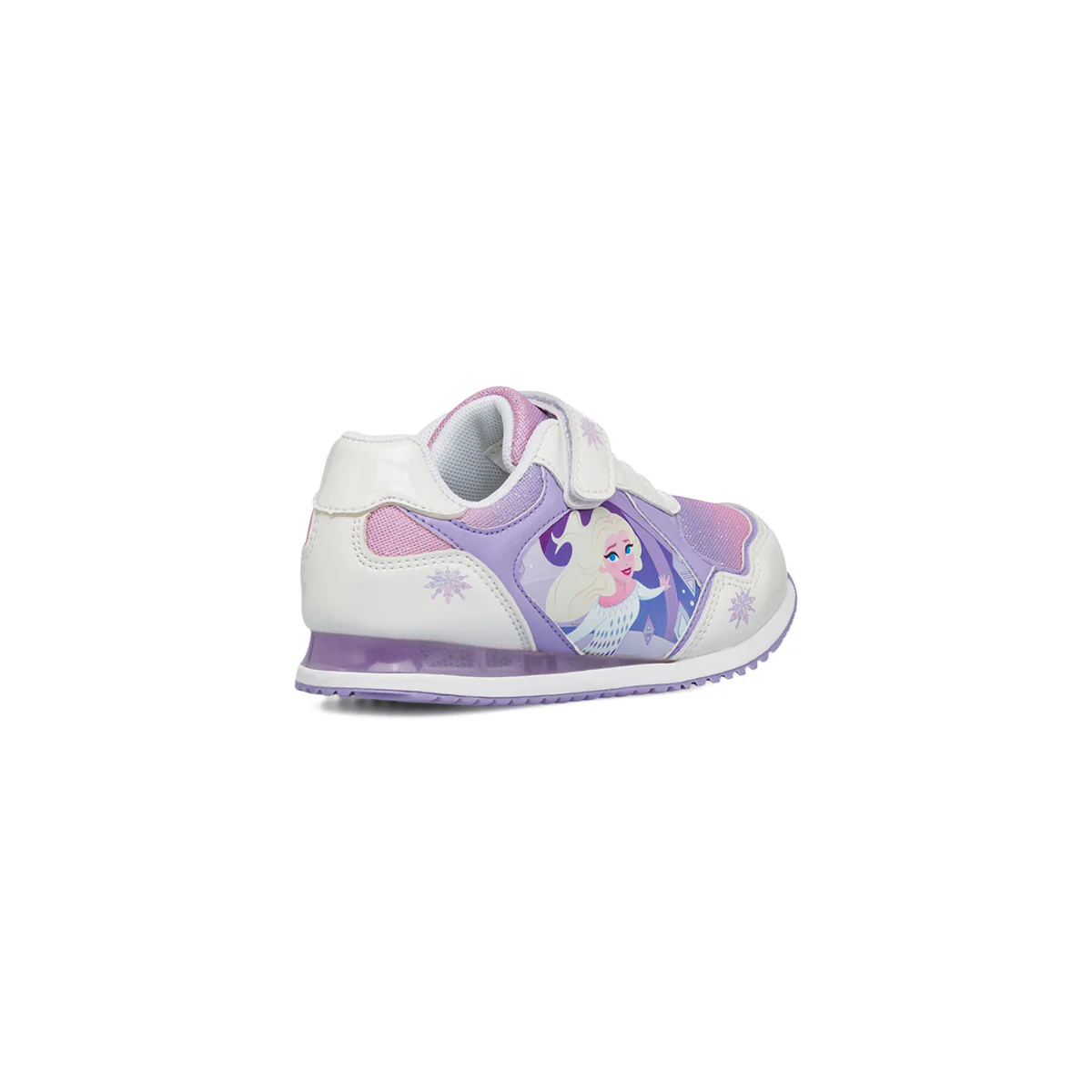 Sneakers primi passi lilla da bambina con luci nella suola e stampa Frozen - Image 3