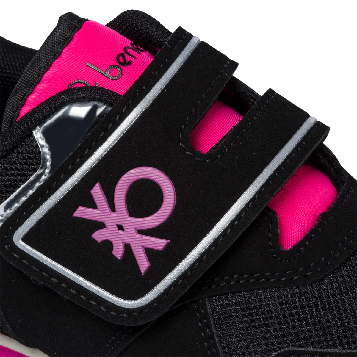 Sneakers primi passi nere con dettagli fucsia Benetton Bumber - Image 6