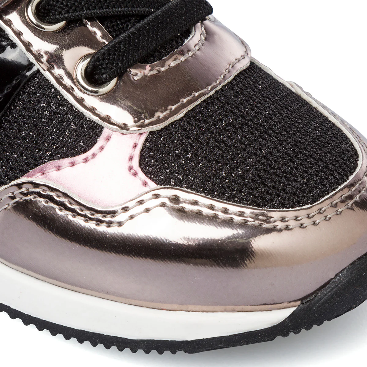 Sneakers primi passi nere da bambina con glitter e dettagli laminati Chicco Favorita - Image 5
