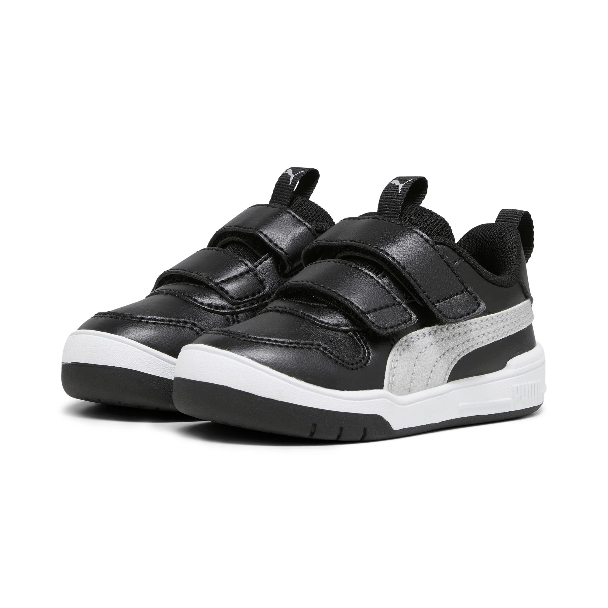 Sneakers primi passi nere da bambino con doppio velcro Puma Multiflex Glitz FS V Inf