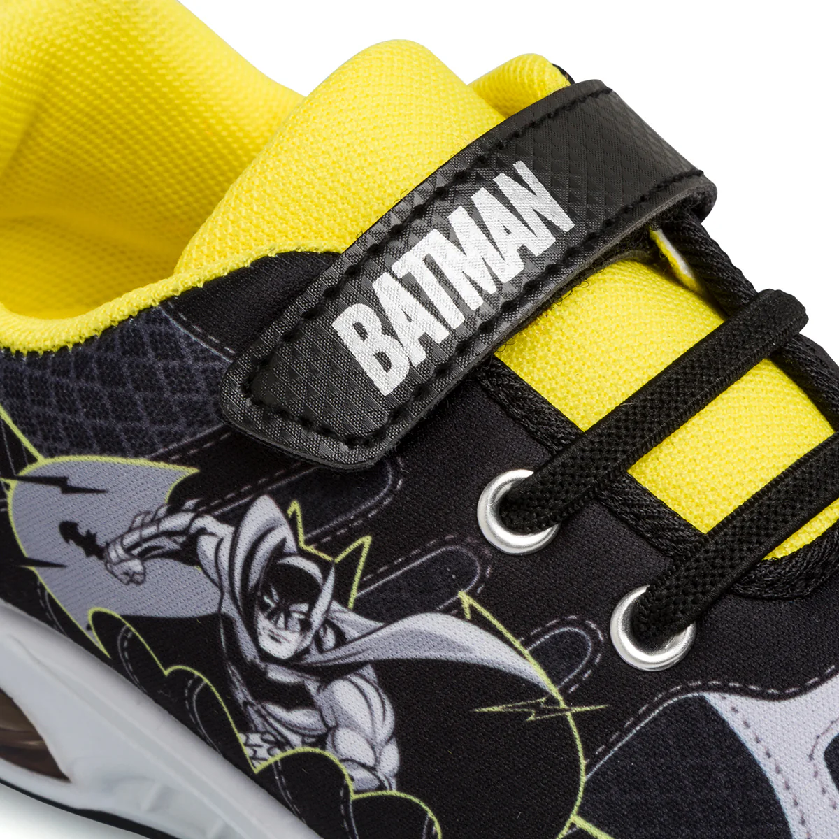 Sneakers primi passi nere da bambino con luci nella suola e logo Batman - Image 5