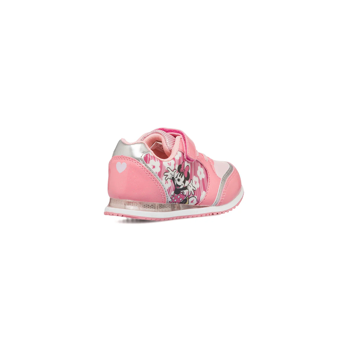 Sneakers primi passi rosa da bambina con luci e stampa Minnie - Image 3