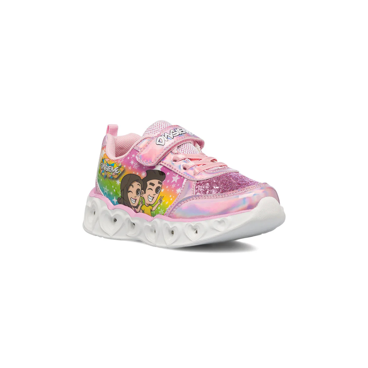 Sneakers primi passi rosa da bambina con luci nella suola Dinsieme - Image 2