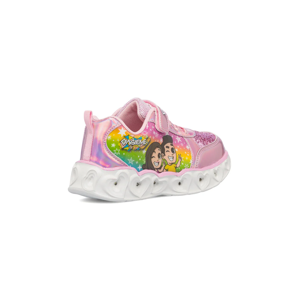 Sneakers primi passi rosa da bambina con luci nella suola Dinsieme - Image 3