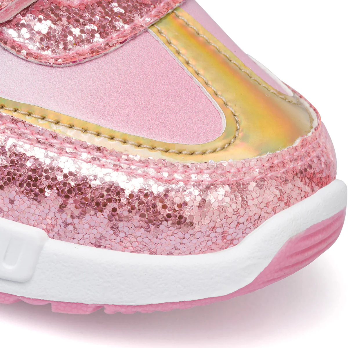Sneakers primi passi rosa da bambina con luci nella suola e stampe Cry Babies - Image 6